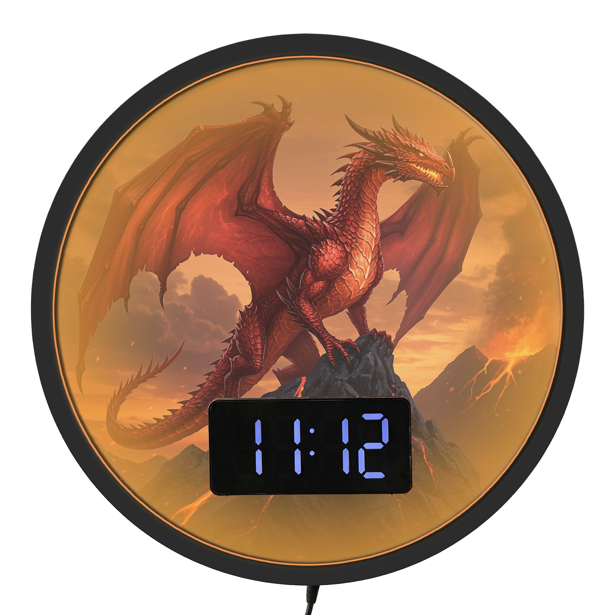 Lighting Home Decor Wall Clocks - Red Fire Dragon LED Digital Wall