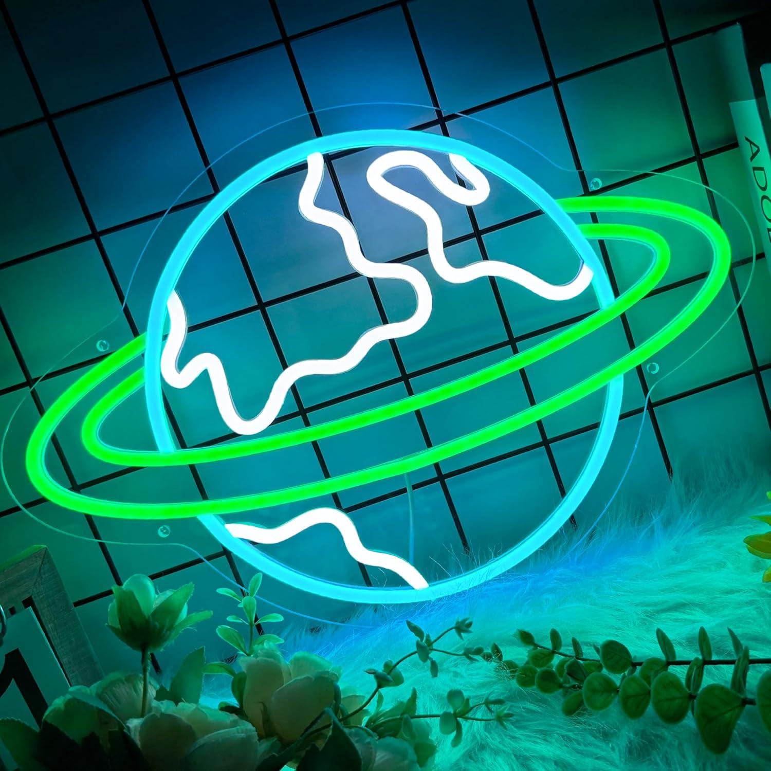 Lighting Decor Living Room - Earth Neon Sign Planet Dimmable Neon