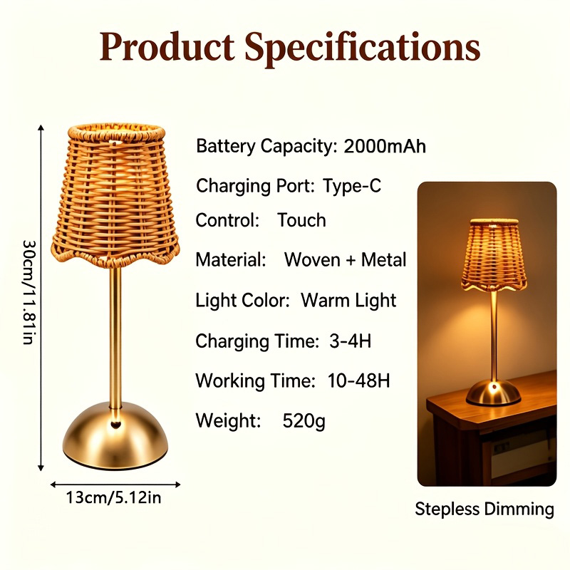 Bohemian Woven Rattan Art Tabl - Room Decor Lighting Lamp review and price