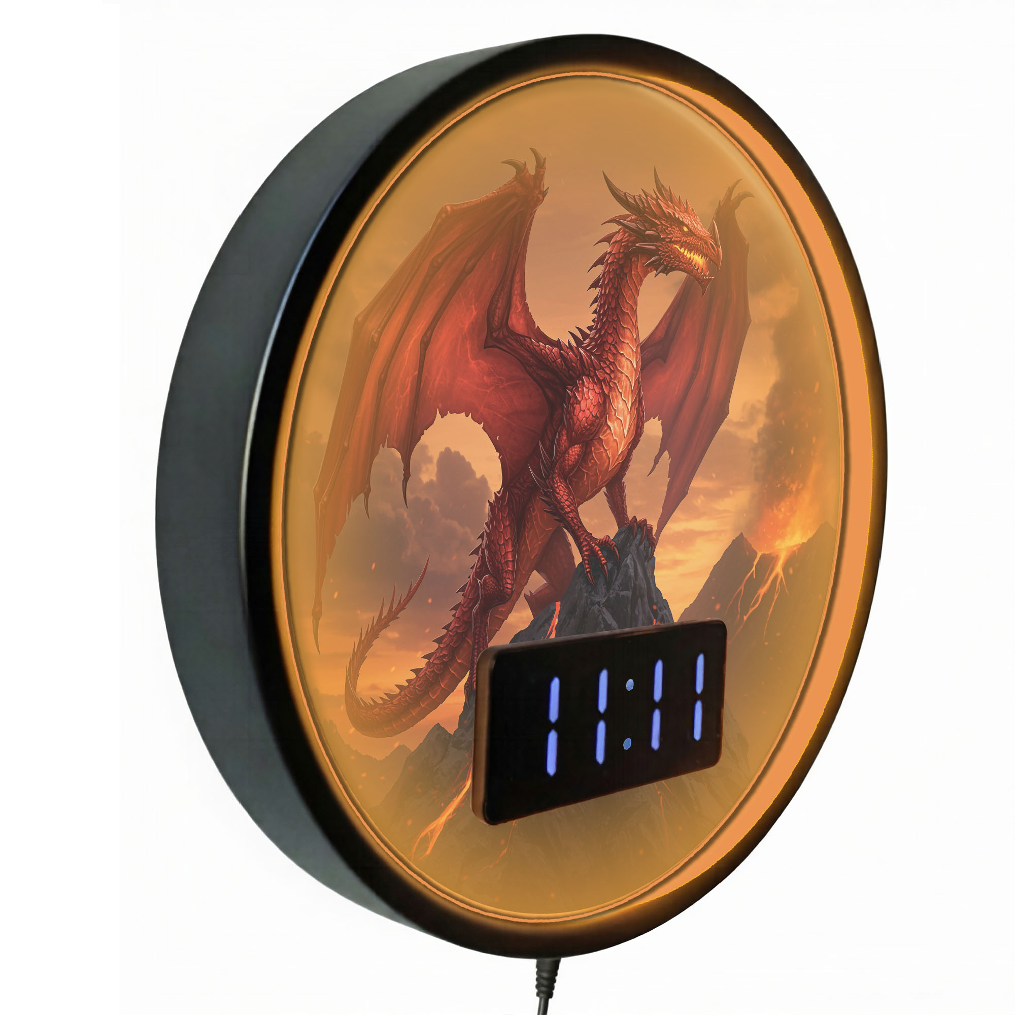 Red Fire Dragon LED Digital Wa - Lighting Home Decor Wall Clocks review and price