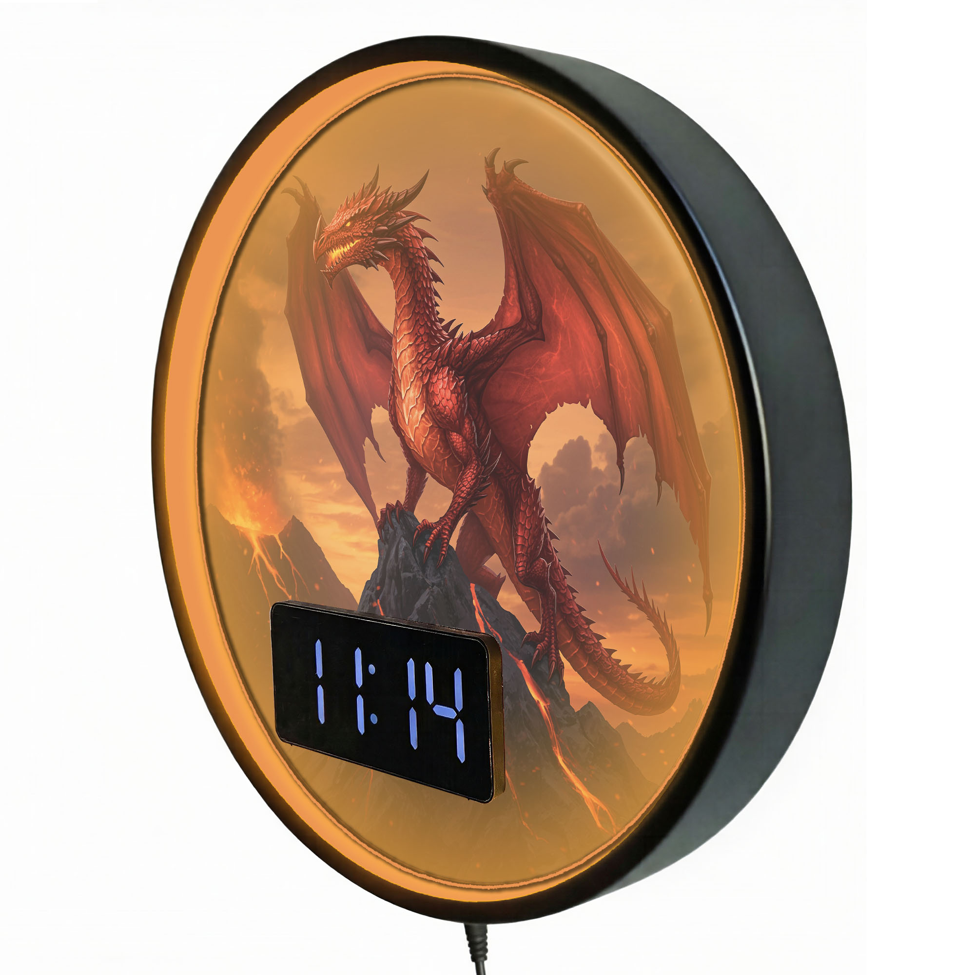 Red Fire Dragon LED Digital Wa - Lighting Home Decor Wall Clocks review and price