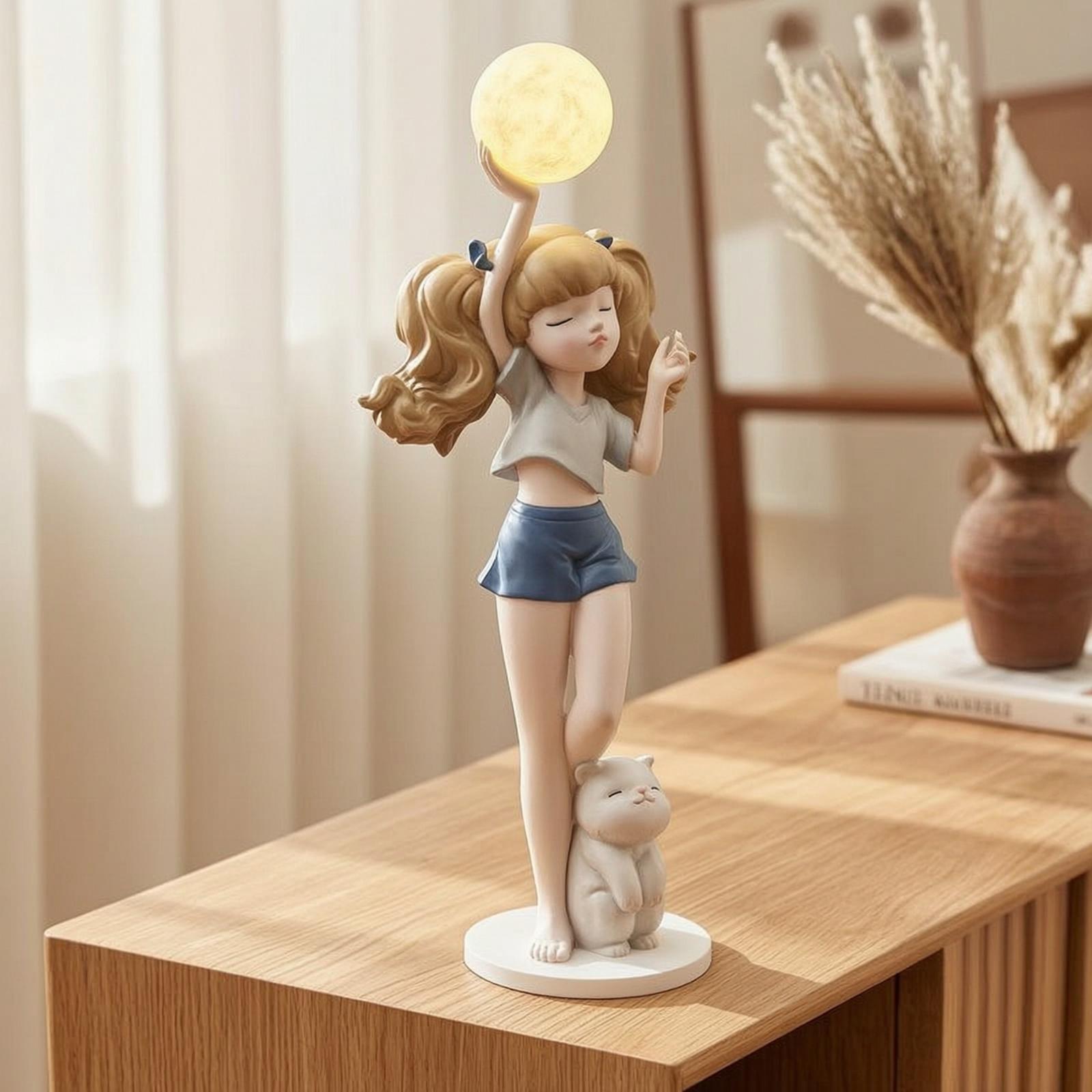 Elegant Girl Figurine Lamp wit - Lighting Decor Living Room review and price