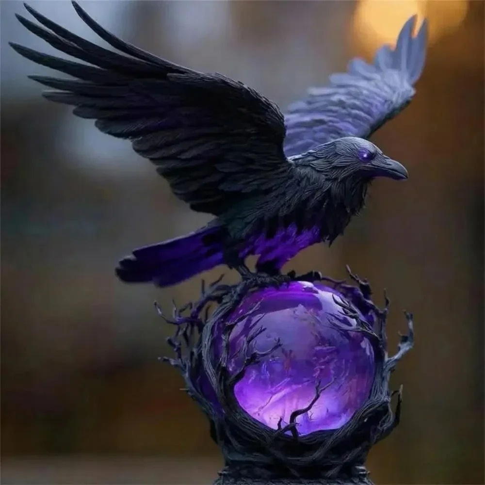 Gothic Raven LED Lamp Sculptur - Unique Lighting Decor review and price
