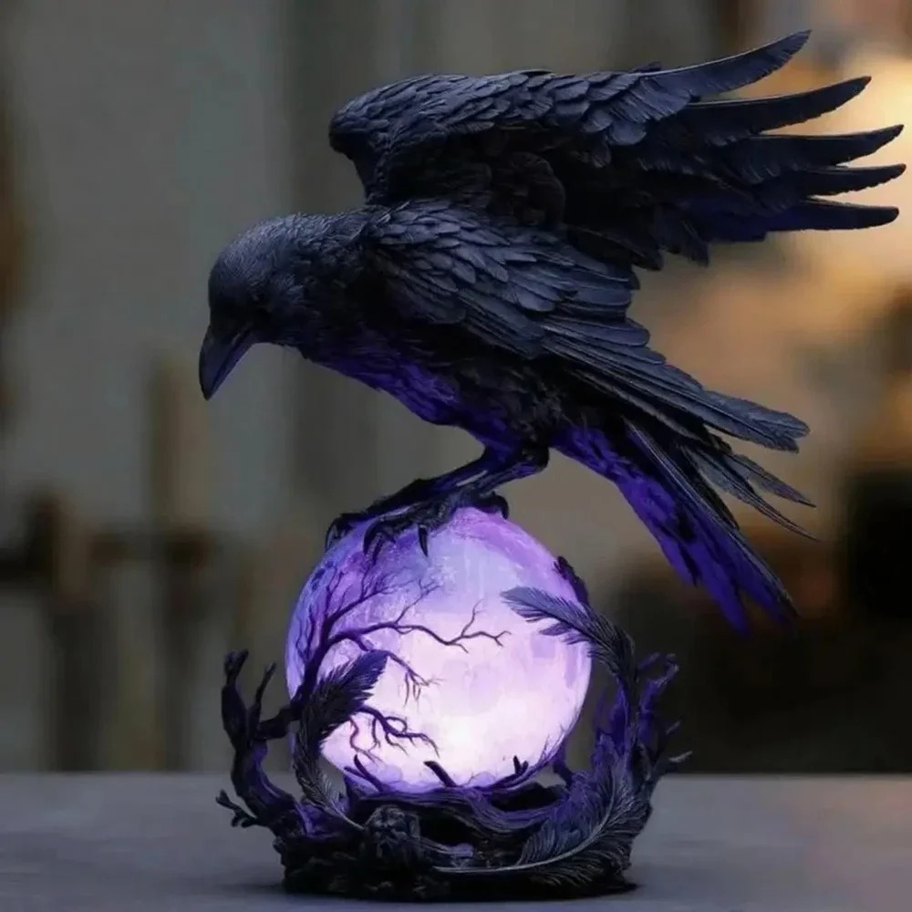 Gothic Raven LED Lamp Sculptur - Unique Lighting Decor review and price