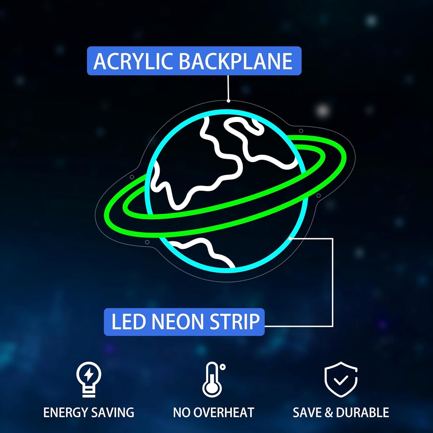 Earth Neon Sign Planet Dimmabl - Lighting Decor Living Room review and price